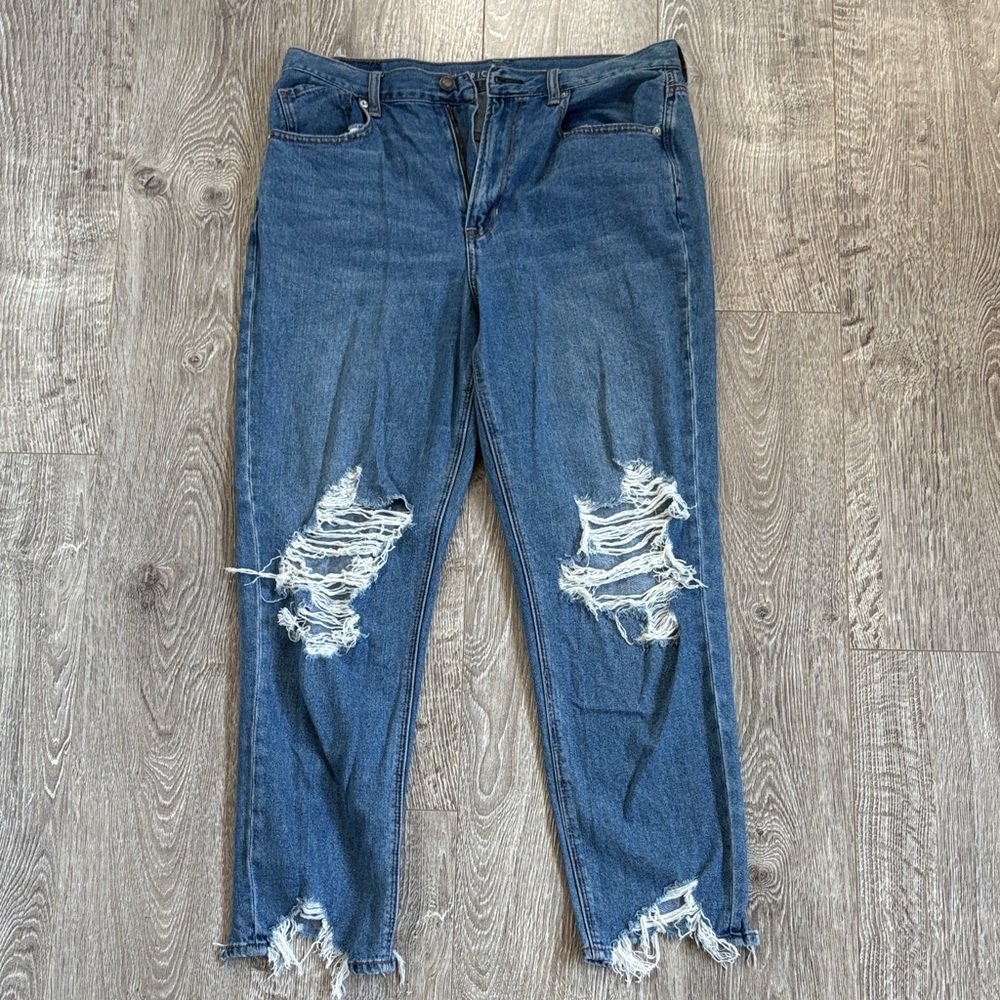 American Eagle Outfitters Ripped Blue Ankle Jeans